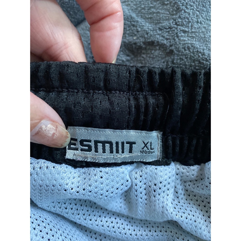 Desmiit Mens Mesh Athletic Shorts Black Yellow White Stripe Gym Running XL - Picture 3 of 5